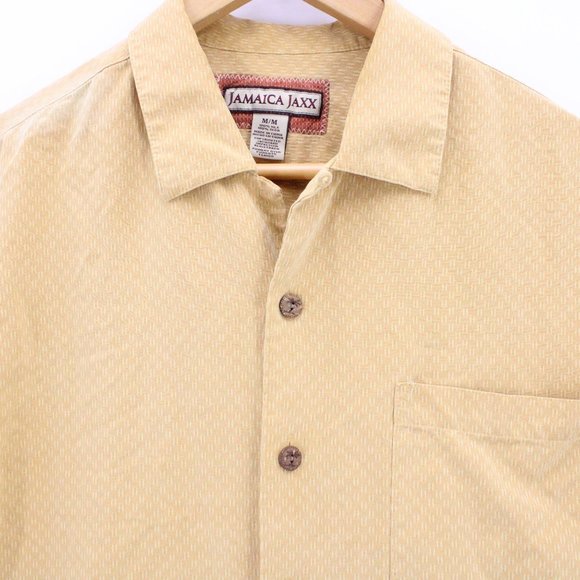 Vintage Jamaica Jaxx Silk Shirt Mens Gold Button Down Short Sleeve Collared M - Picture 5 of 9